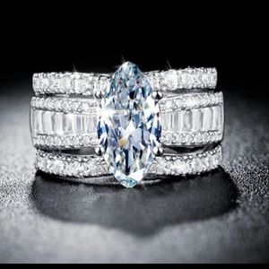 NEW Stamped 925/18K Marquis Diamond Ring